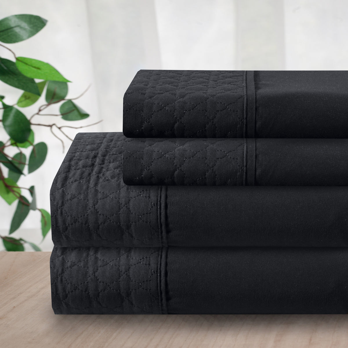 Elegant Comfort Quilted 4-Piece Sheet Set, Premium Hotel Quality
