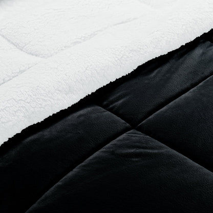 Elegant Comfort 3-Piece Stripe Micro-Suede Reversible Sherpa - Comforter Set