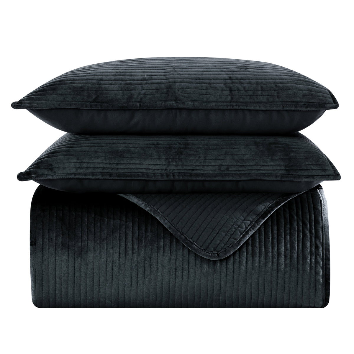Elegant Comfort 3-Piece Velvet Corduroy Stripe Quilted Bedspread Coverlet Set