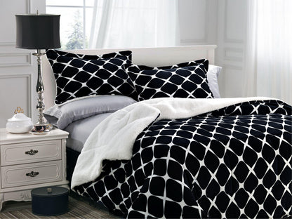 Elegant Comfort 3-Piece Micro-Suede Reversible Sherpa - Bloomingdale Pattern Comforter Set