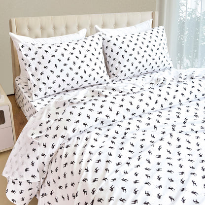 Elegant Comfort 4-Piece Holiday Cotton Flannel Sheet Set - 100% Turkish Cotton