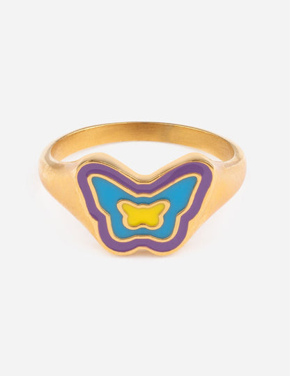 Elevated Faith Blue Enamel Butterfly Ring