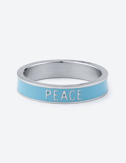 Elevated Faith Blue Enamel Peace Ring