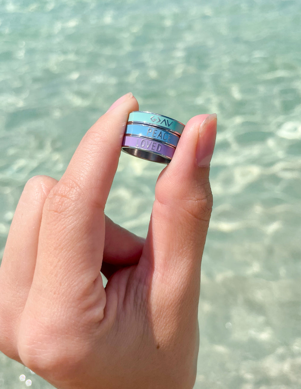Elevated Faith Blue Enamel Peace Ring