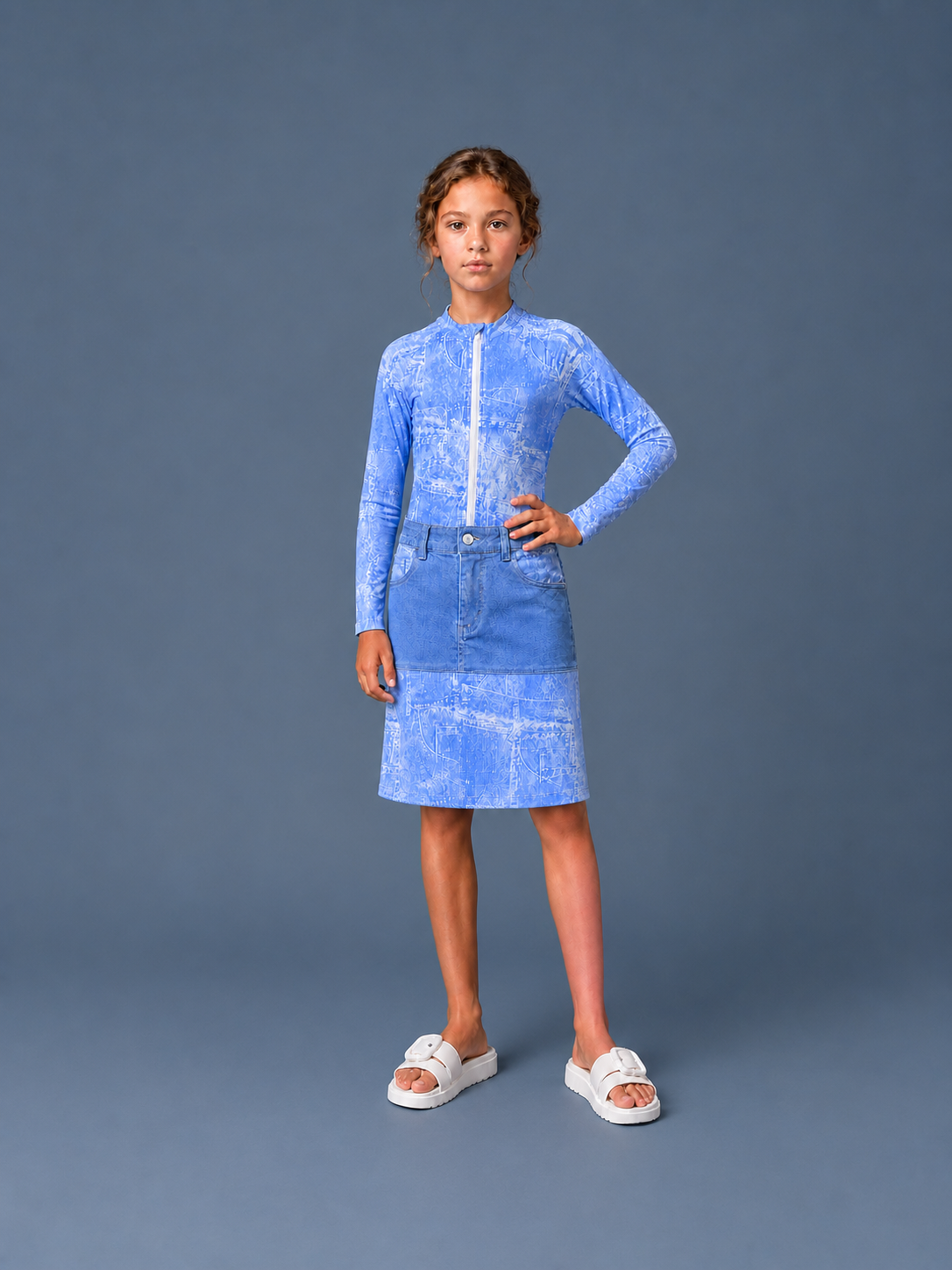 Blue Jean Girls Swim Set Knee Length