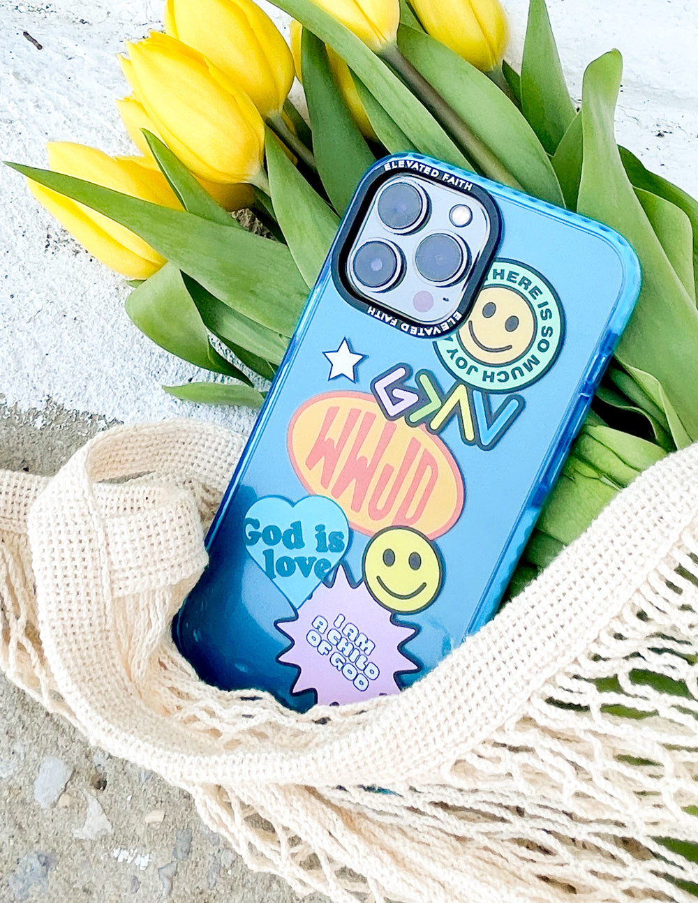 Elevated Faith Blue Sticker Collage Phone Case