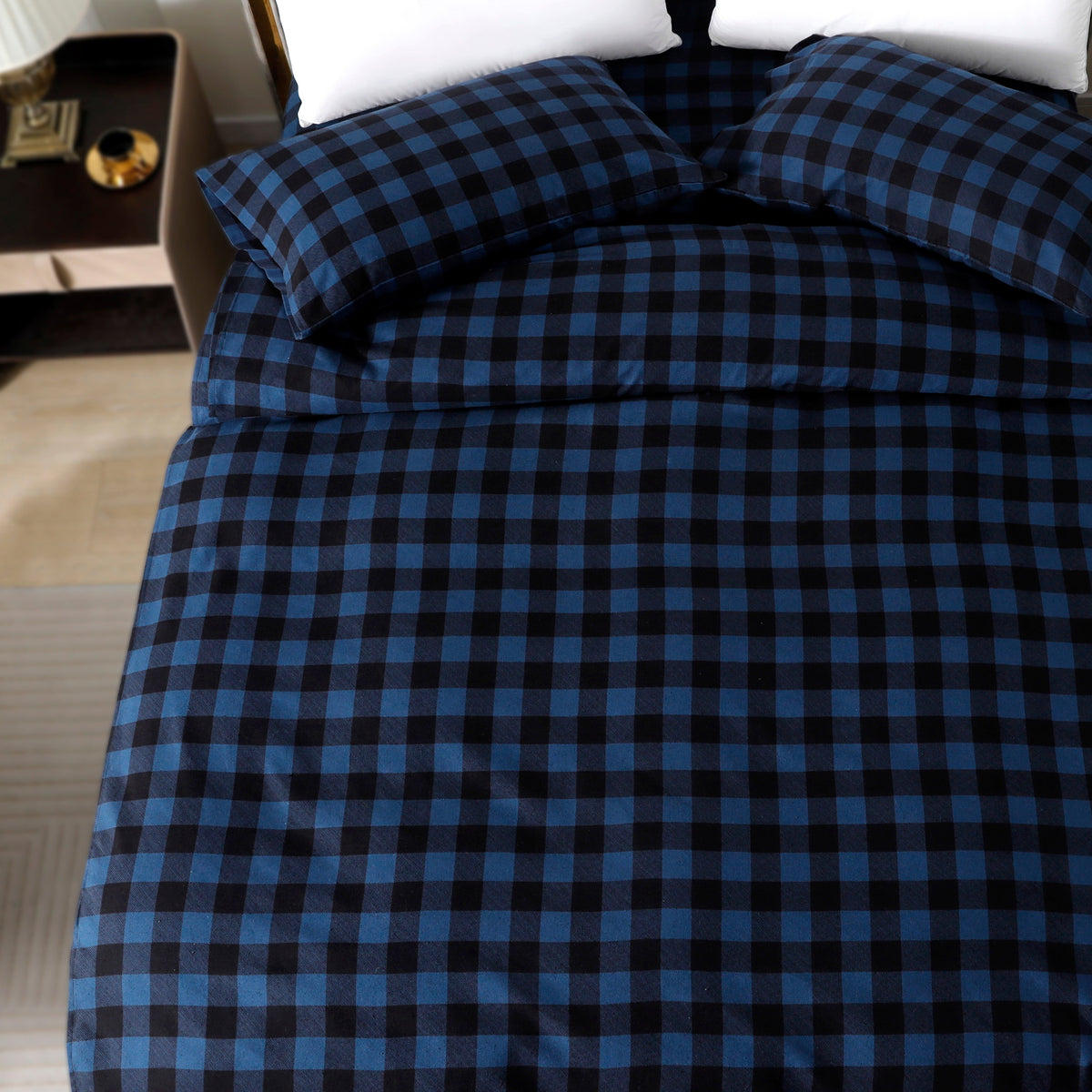 Elegant Comfort Buffalo Checkered Pattern - 100% Turkish Cotton Flannel, 4-Piece Flannel Sheet Set