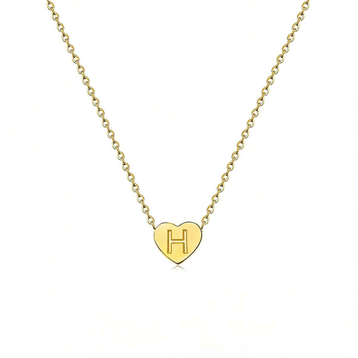 Dainty Initial Heart Necklace Personalized 26 Letters Available