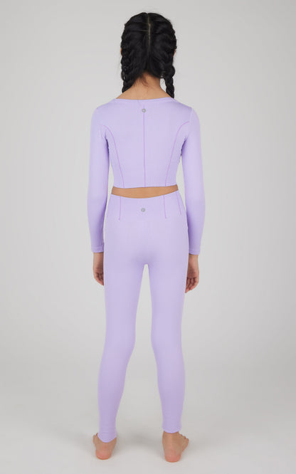 90 Degree by Reflex Girls 2 PC Seamless Ribbed Long Sleeve Top and Legging Set