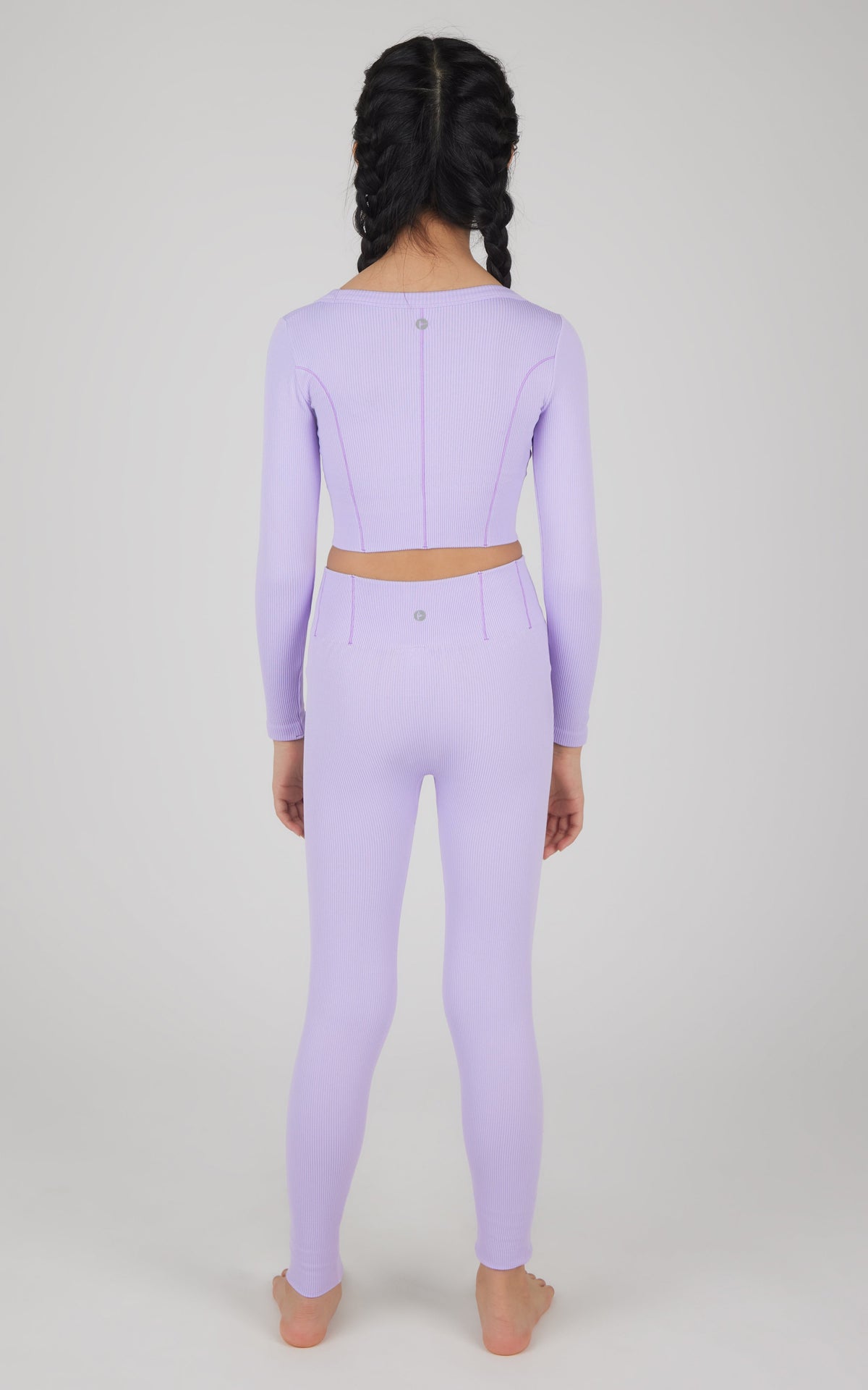90 Degree by Reflex Girls 2 PC Seamless Ribbed Long Sleeve Top and Legging Set