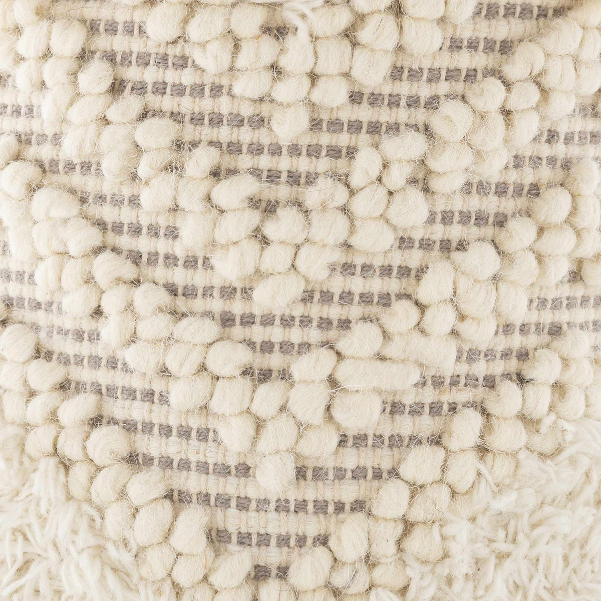 Bordon Ivory Textured Pom-Pom Stool - Clearance