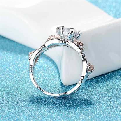 Cubic Zirconia & Two-Tone Flower Band Ring Set
