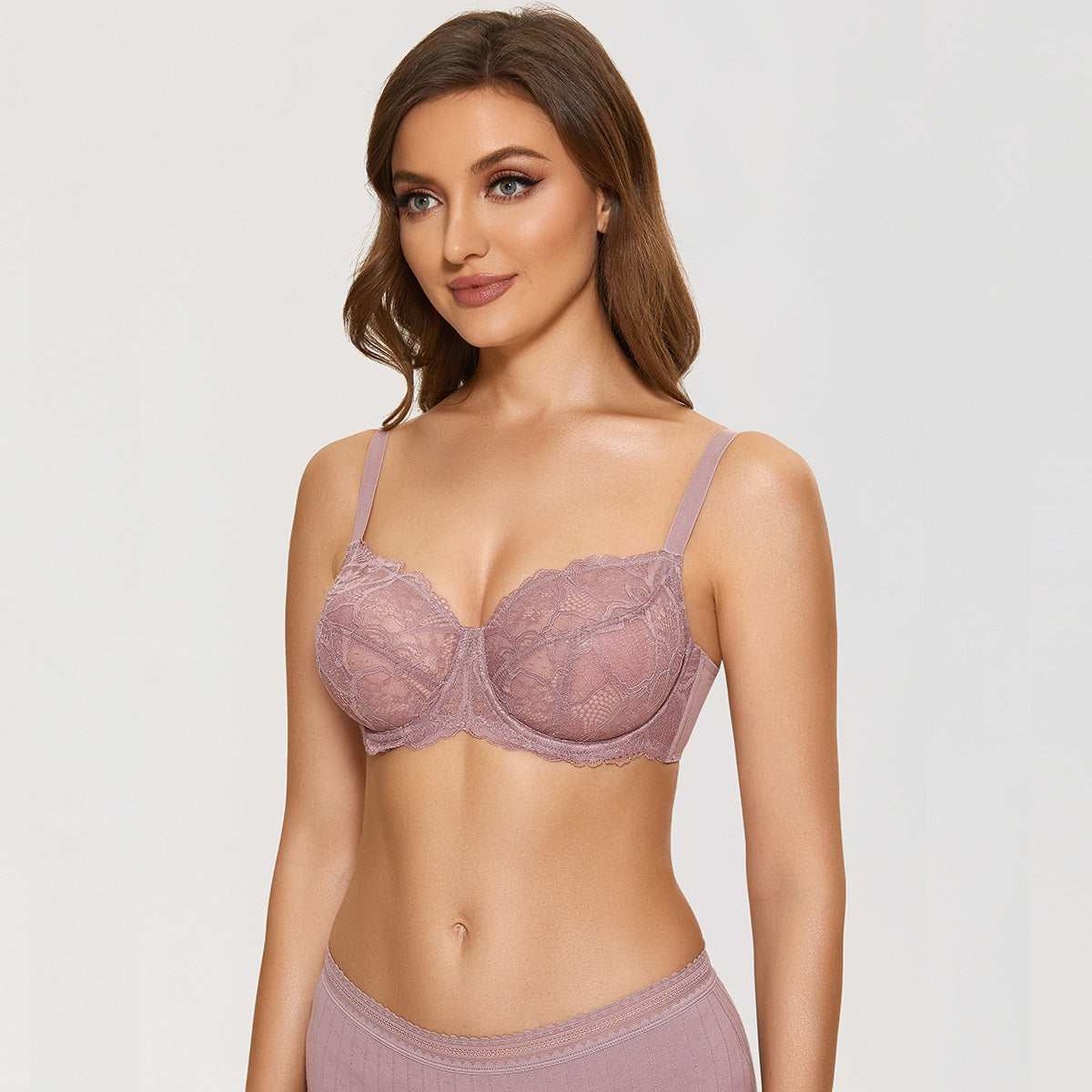 Sheer Lace Full Coverage Minimizer Underwire Bra