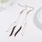 Black & Rose Goldtone Salix Leaf Drop Earrings
