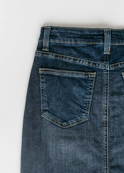 Bria Dark Wash Denim Maxi Skirt