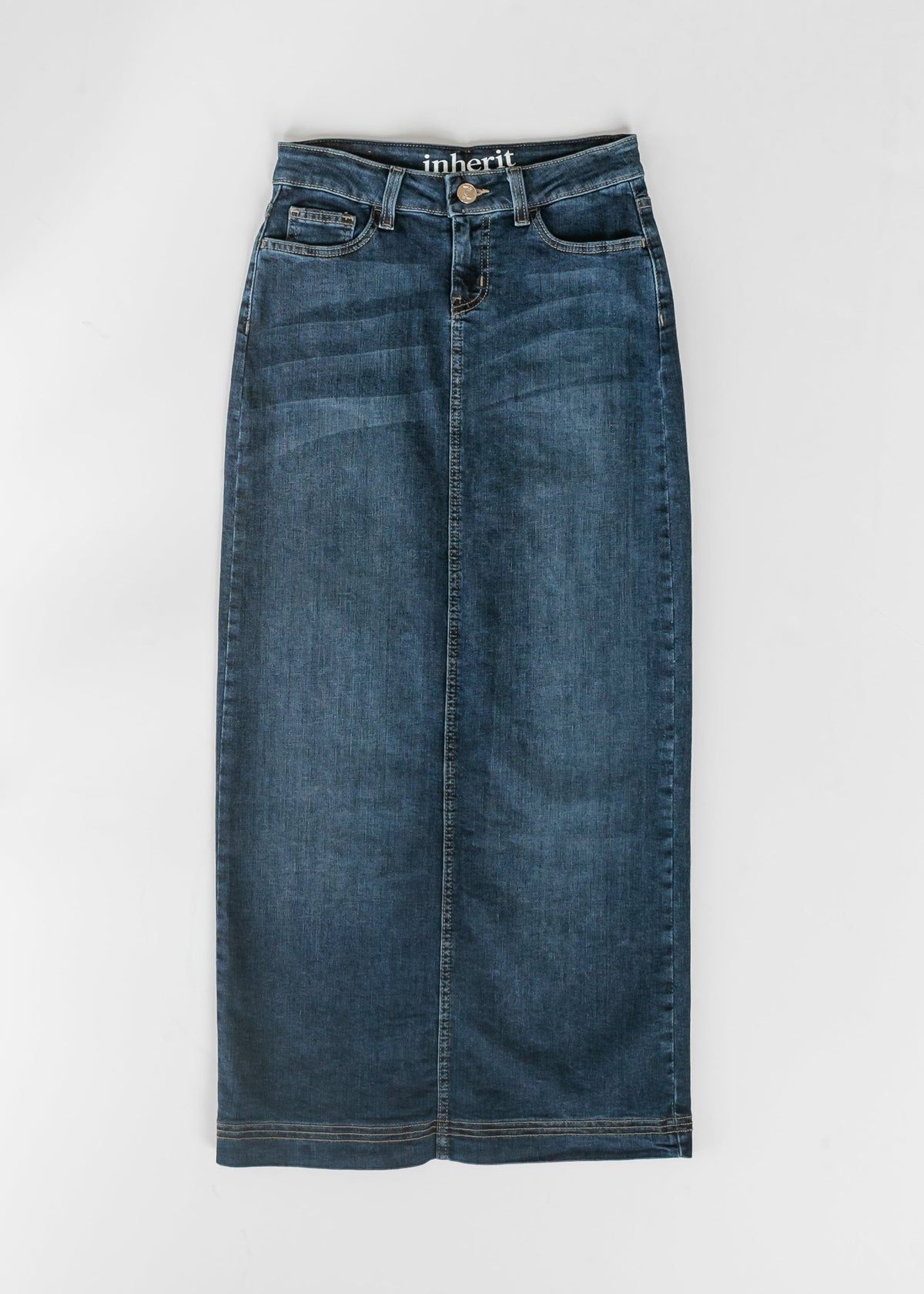 Bria Dark Wash Denim Maxi Skirt