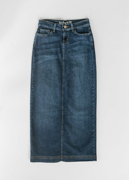 Bria Dark Wash Denim Maxi Skirt