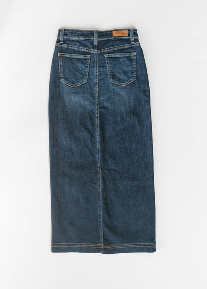 Bria Dark Wash Denim Maxi Skirt