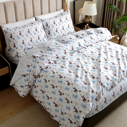 Elegant Comfort 4-Piece Holiday Cotton Flannel Sheet Set - 100% Turkish Cotton