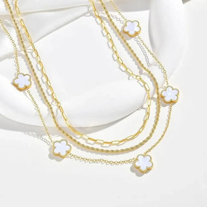 Dainty 3-Ply Clover Layered Necklace for Women