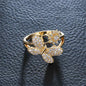 Cubic Zirconia & Goldtone Dragonfly Ring