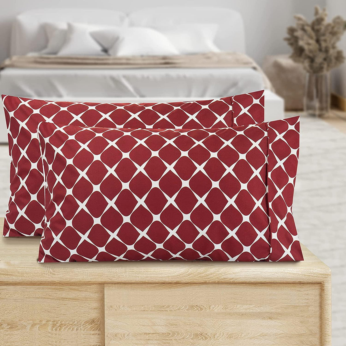 Elegant Comfort Set of 2 Bloomingdale Pattern - Pillowcases