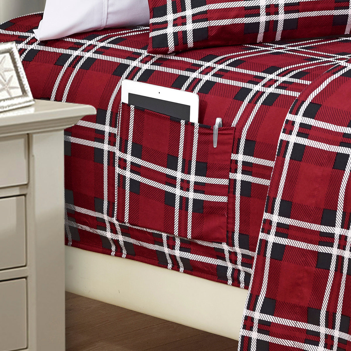 Elegant Comfort 6-Piece Plaid Pattern Bed Sheet Set - Soft as a Hotel Premium Quality