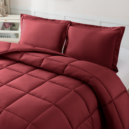 Elegant Comfort 3-Piece Box Stitched Comforter & Shams - Duvet Insert with 4 Corner Tabs