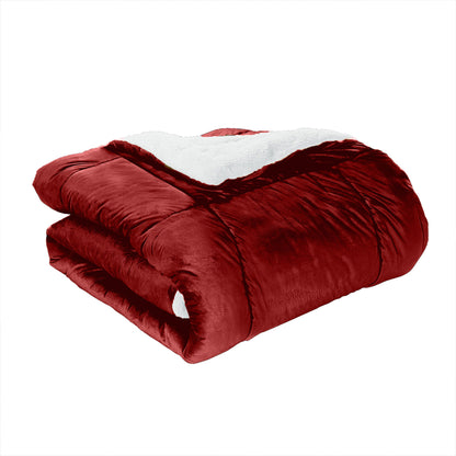 Elegant Comfort 3-Piece Micro-Suede Reversible Sherpa - Solid Color Design Comforter Set