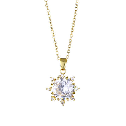 Crystal & Cubic Zirconia Sun Pendant Necklace