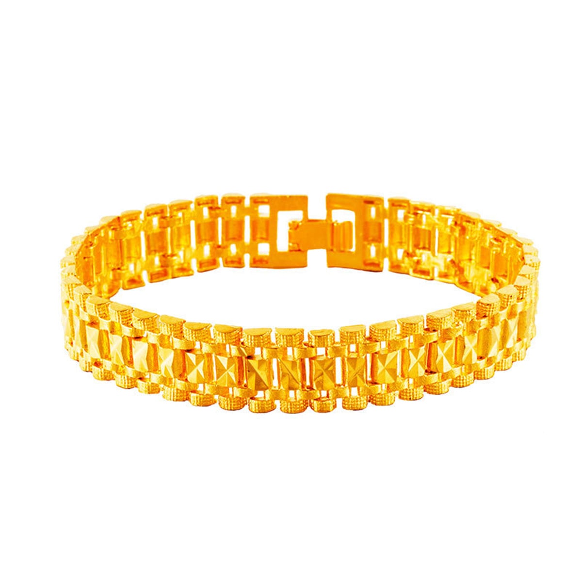 24k Goldtone Square Watch Bracelet