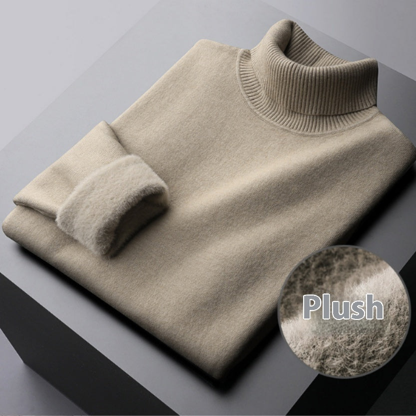 Women’s Fleece-Lined Turtleneck Sweater | Ultra-Warm Thick Knitted Pullover | Elegant Winter Thermal Knitwear | High-Sense Minimalist Slim Fit Sweater for Women