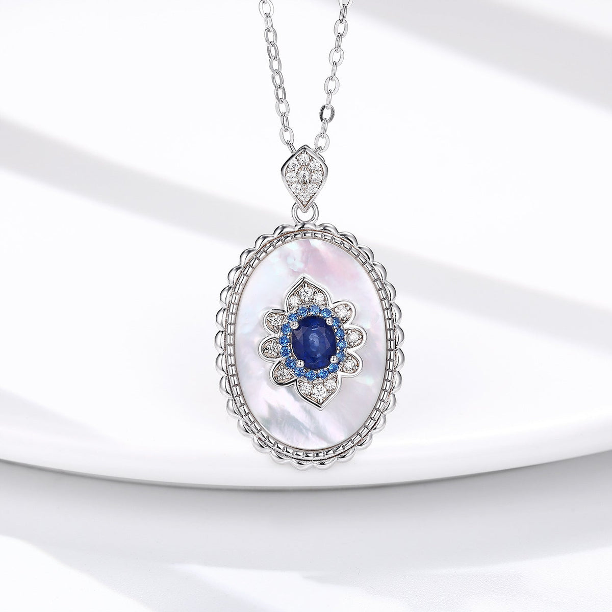 Sapphire Diamond Pendant Necklace | S925 Sterling Silver Luxury Charm | High-Sense Wedding & Party Jewelry | Trendy Minimalist Radiant Gemstone Necklace | Luxury-Label Statuesque 2026 High-Fashion Emerald-Luxe Essential