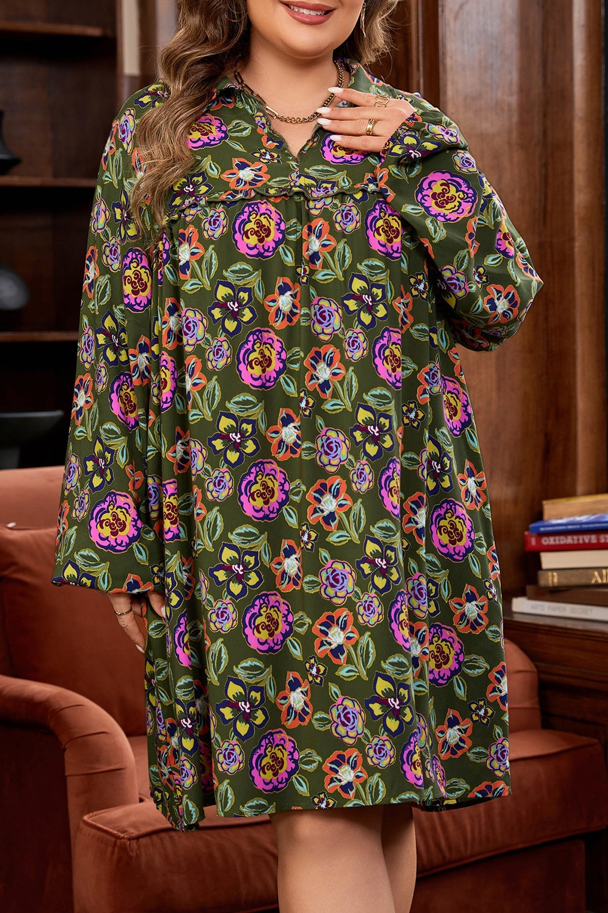 Threaded Pear Lorelai Collared Loose Mini PLUS Dress