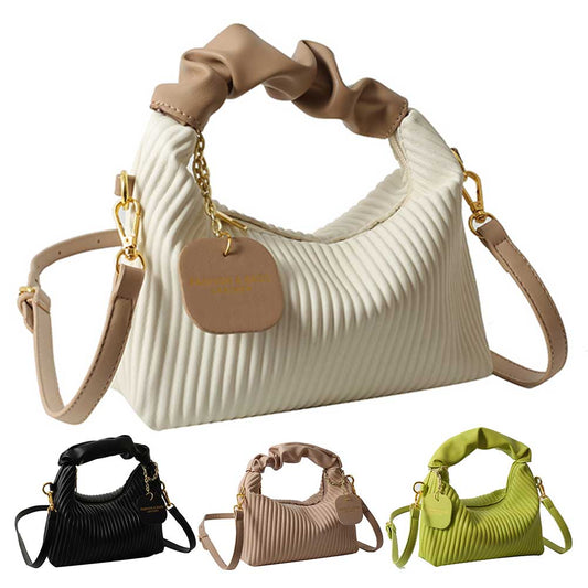 Women’s Pleated PU Leather "Cloud" Crossbody Bag | Elegant Small Cloud Tote with Adjustable Strap | Luxury Soft-Touch Messenger Bag | Trendy Minimalist Petite Handbag | 2026 High-Fashion Compact Purse for Ladies