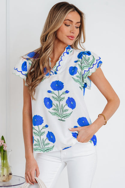 Threaded Pear Raegan Detail Short Sleeve Blouse