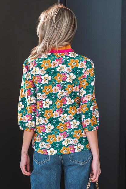Threaded Pear Meadow 3 4 Sleeve Blouse