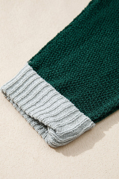 Threaded Pear Demi Block Knit Loose Sweater