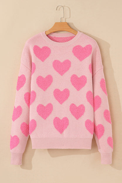 Threaded Pear Cali Heart Jacquard Knit Sweater