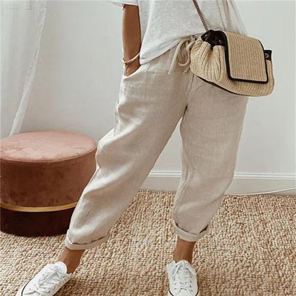 Women’s Premium Cotton-Linen Casual Pants | Breathable Solid Color Trousers | Elegant Relaxed Fit Summer Pants | Trendy Minimalist High-Rise Bottoms | 2026 Sustainable Fashion Collection
