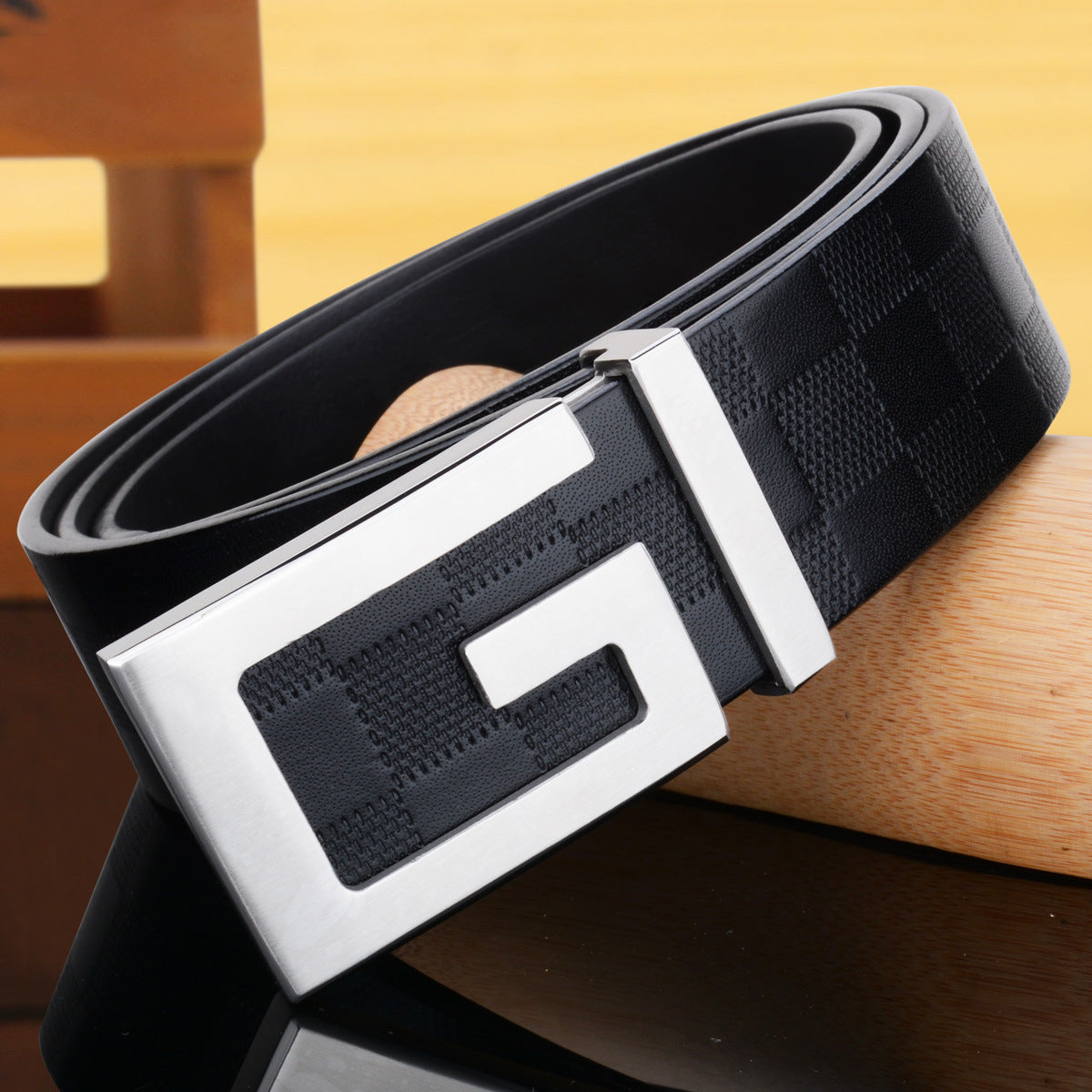 Men’s Factory Direct Automatic Leather Belt | Premium Wholesale Business Ratchet Belt | Luxury Genuine Leather Men's Belt | Sleek Professional No-Hole Automatic Waistband
