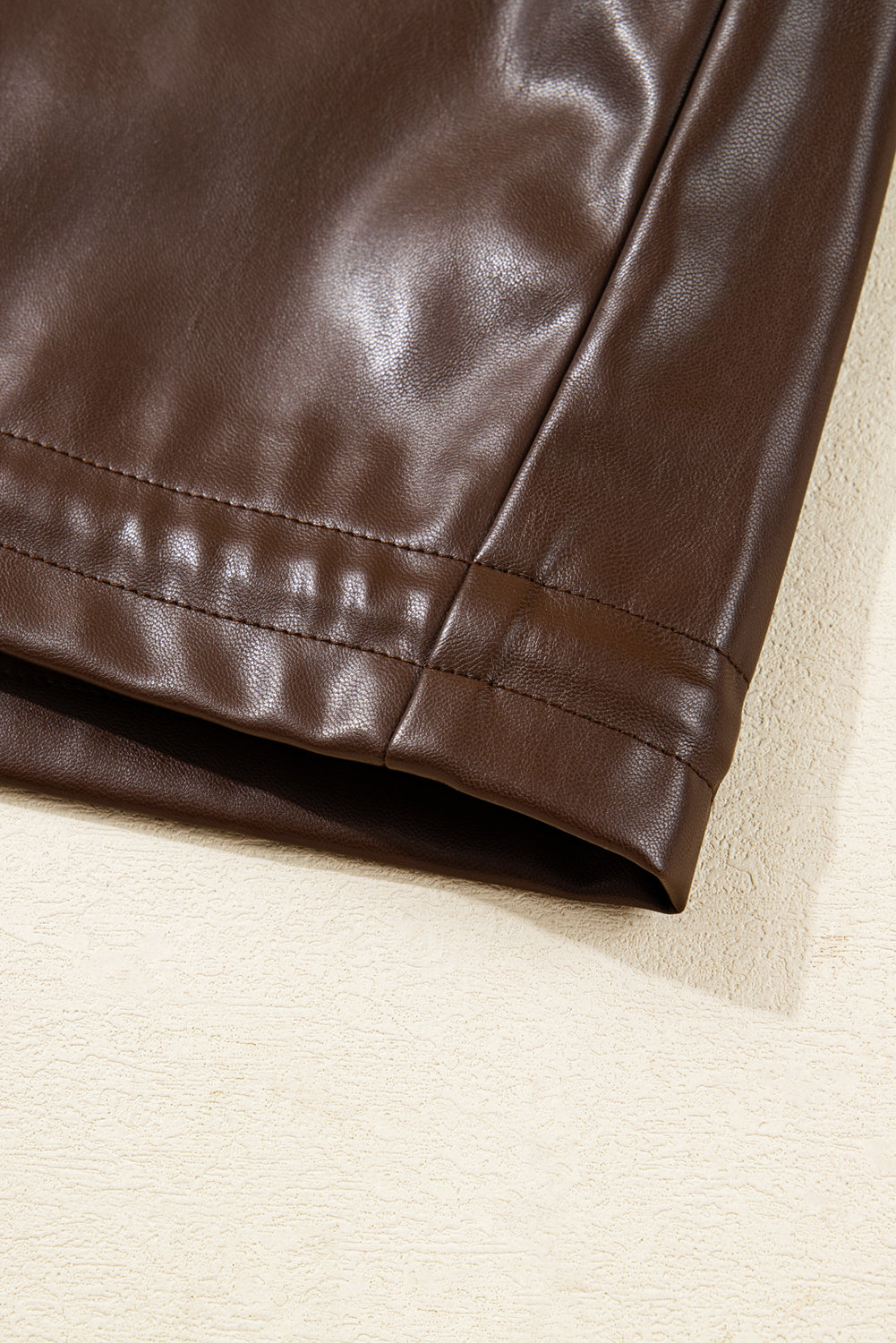 Threaded Pear Mila Drawstring Hem Leather Jacket
