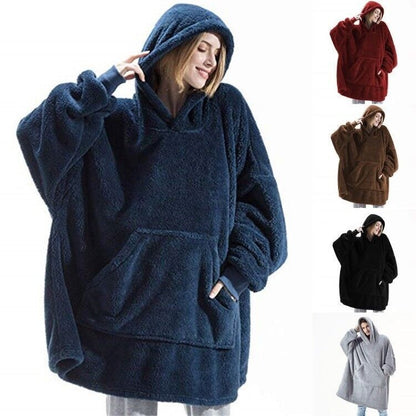 Women’s Winter Hoodie Sweatshirt with Big Pocket | Cozy Fleece-Lined Hooded Tops | Elegant Oversized Pullover Sweatshirt | Modern Relaxed Fit Winter Clothes for Ladies | 2026 Trendy Solid Color Streetwear Hoodie