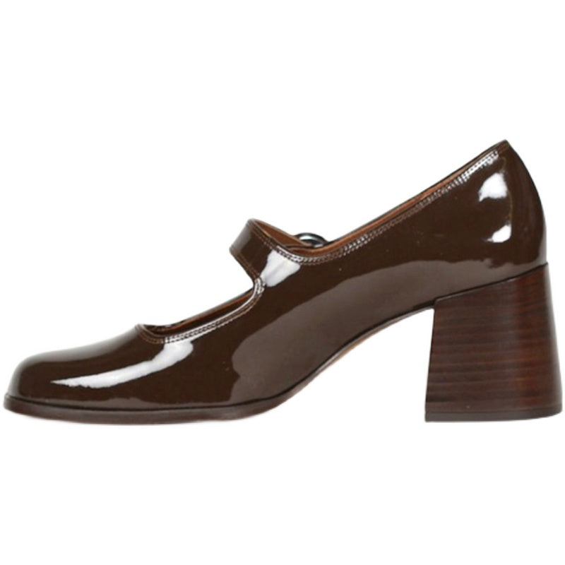 Women’s New Mary Jane Chunky High Heels | Elegant One-Word Buckle Strap Pumps | Retro Square Toe Block Heels | Trendy Office & Streetwear Mary Janes for Women