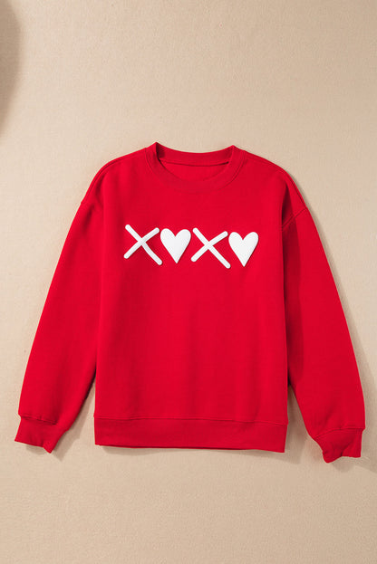 Threaded Pear Clementine Print Valentines Heart Sweatshirt
