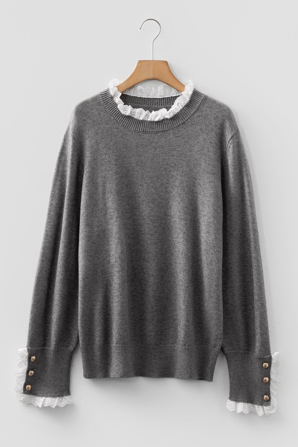 Threaded Pear Katelyn Patchwork Cuffs Loose Sweater