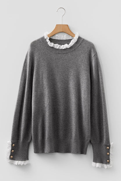 Threaded Pear Katelyn Patchwork Cuffs Loose Sweater