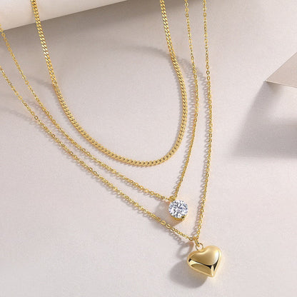 2 Carat Luxury Moissanite Pendant Necklace | S925 Sterling Silver 18K Gold Plated | Minimalist Trend Diamond Alternative Jewelry for Women