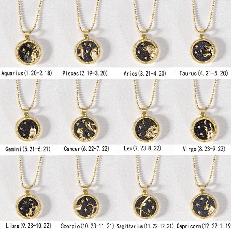 Crystal & 18K Goldtone Plated Zodiac Circular Set of 2 Pendant Necklaces - Taurus