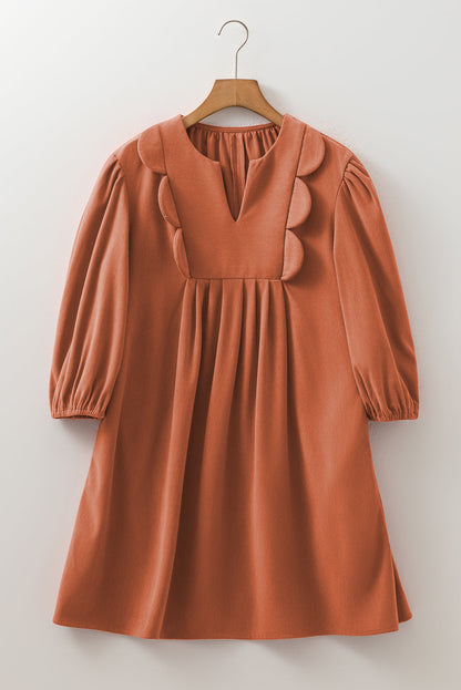 Threaded Pear Yaranina Pleated Corduroy Mini Dress